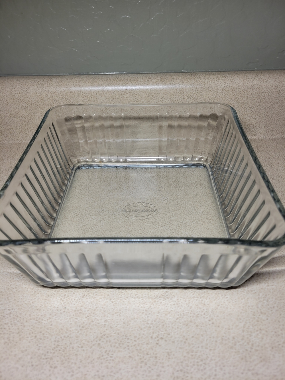 Vintage Anchor Hocking "Bake 'N Keep" 8" Square Ribbed Glass Baking Dish (1932)